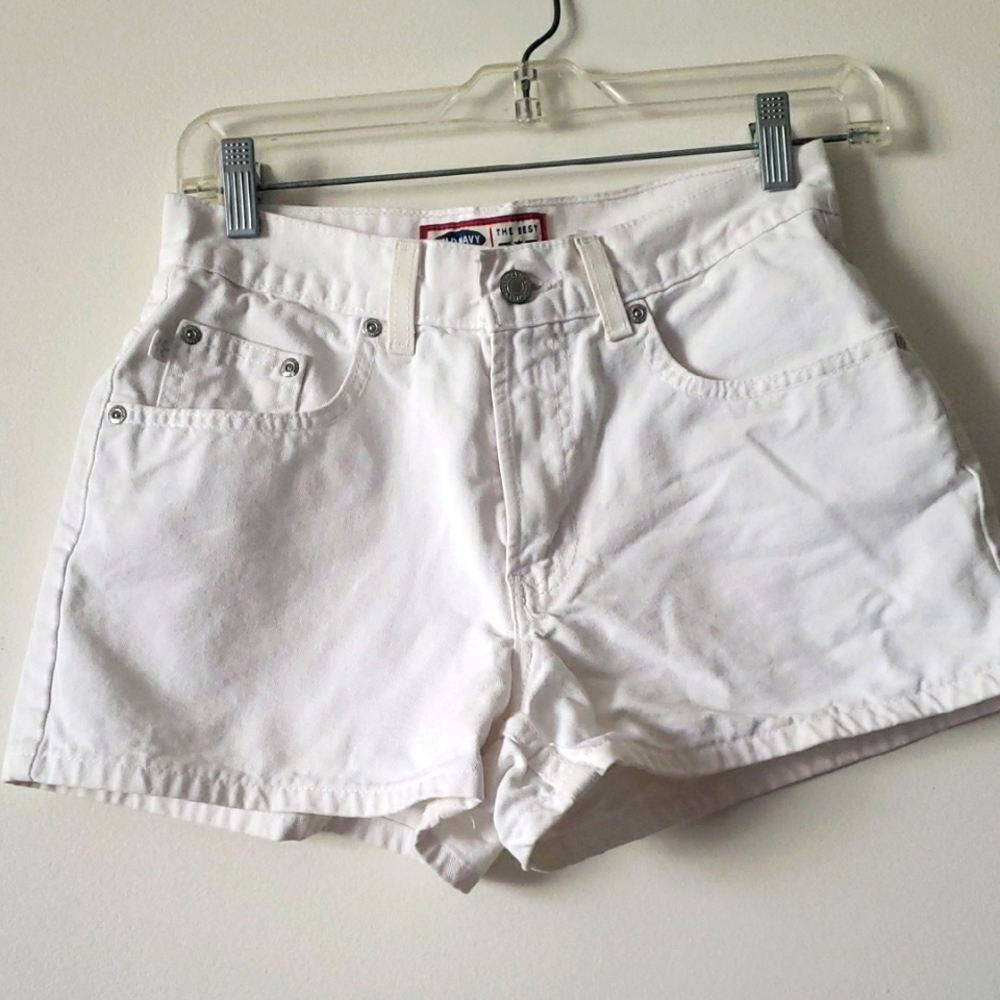 High-Waisted White Jean Shorts